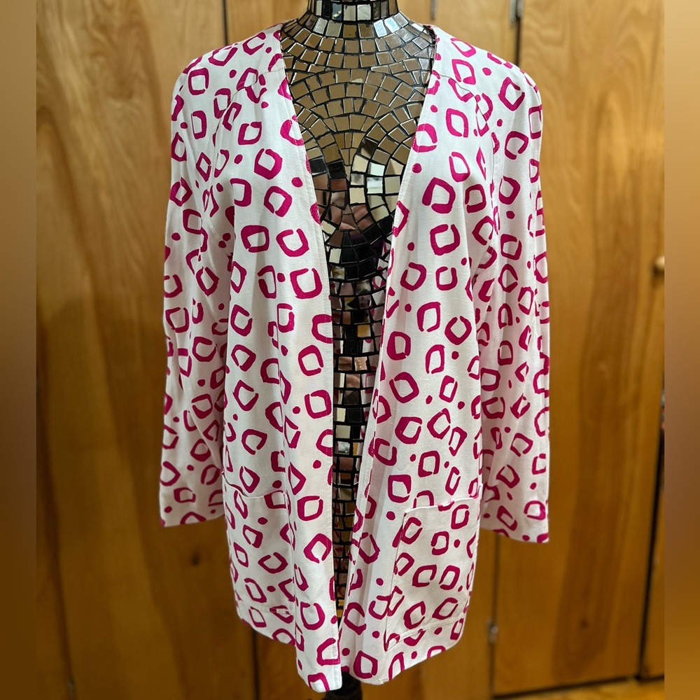 Vintage Pink and White Patterned Oversize Blazer